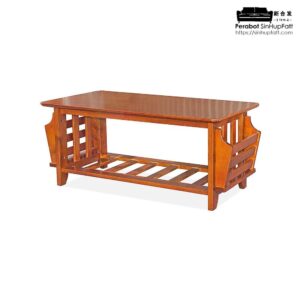 Solid Rubber Wood Coffee Table with Magazine space