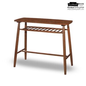 Solid Rubber Wood Console Table with Open Shelf