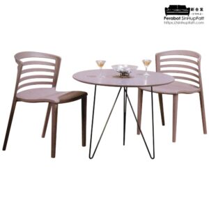 MDF Board Table Top With Metal Legs And Plastic Chair For Bar Set