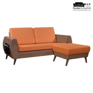 Fabric Body With Cushion And Side Pocket For 3 Seater Sofa With Stool