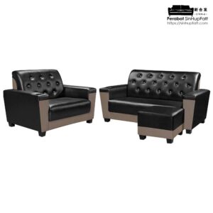 2+3 Seater PVC Sofa With Stool And Cup Holder