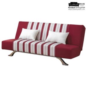 Fabric Sofa Bed With Chrome Leg And 2 Pillows