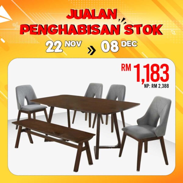 1+4+Bench Seater Dining Set RM 2388