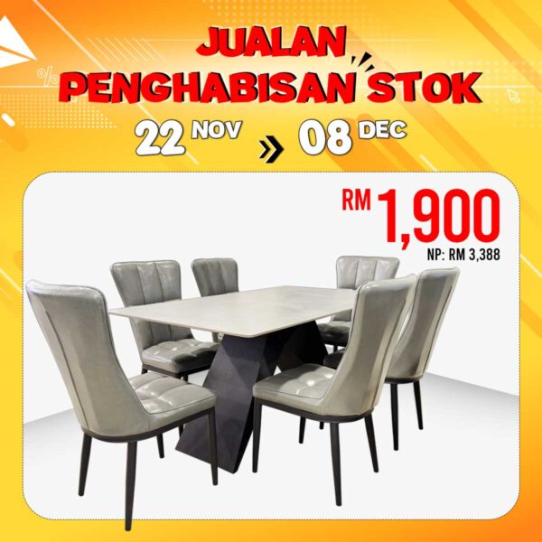 A68 KD C 408 6 Seater Dining Set 3x5' Ceramic RM3388