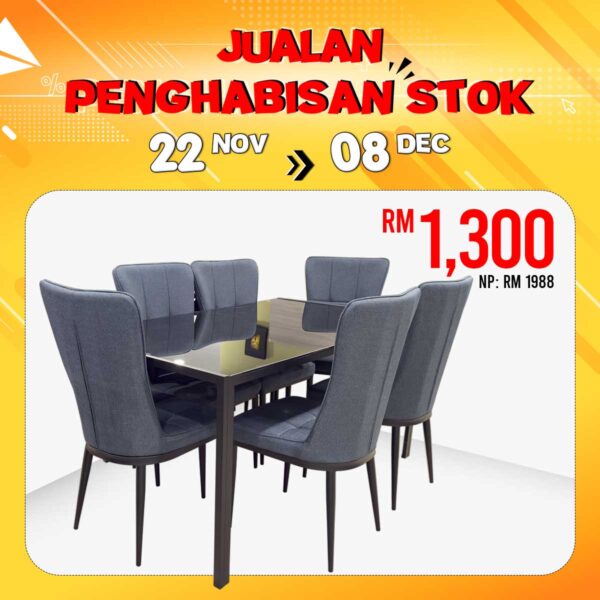 EDWD4294 C4295 1+6 Dining Set Set Glass RM1988