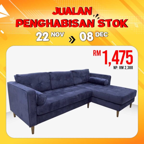 JH S3008 L (BLUE) L Shape Sofa Set RM2388