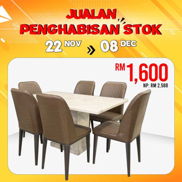 T009 DC3044 1+6 Seater Marble Set RM2588