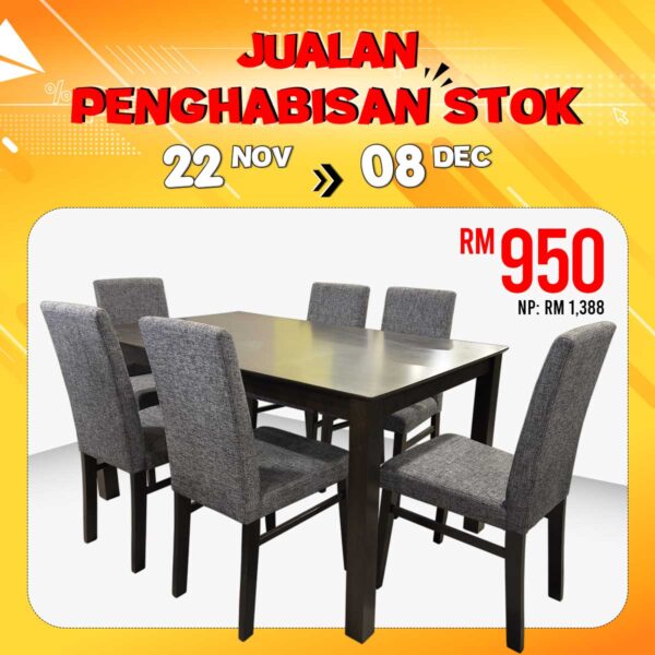 T3x5' SQ GDC 1318 6 Seater Dining Set RM1388