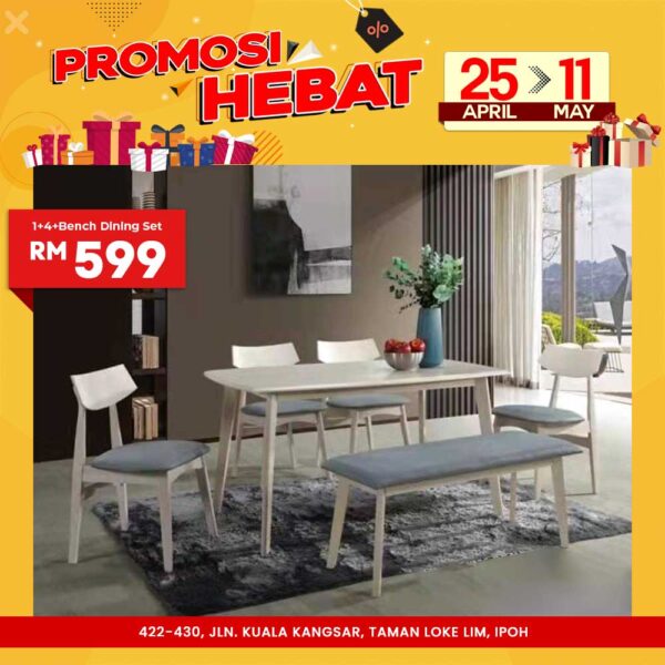 04 1+4+Bench Dining Set