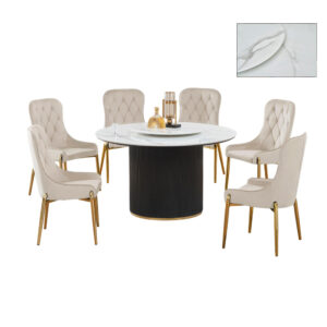 6 SEATER ROUND TABLE DINING SET