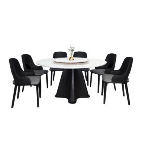 6 SEATER PREMIUM BLACK ROUND DINING SET