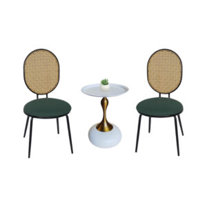 White Table Top and Green Chair Set
