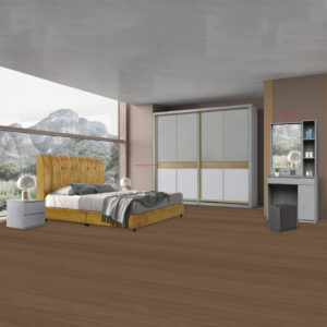 Gold Bed and Soft Tone Bedroom Set