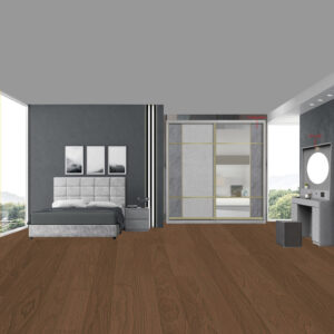 Light Grey Bedroom Set with Wardrobe and Dresser