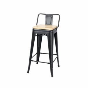 Tolix Island Chair – 650 (Black / Grey / White) with Wooden Seat