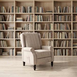 Pushback Recliner Chair | Easy Clean Fabric, Beige